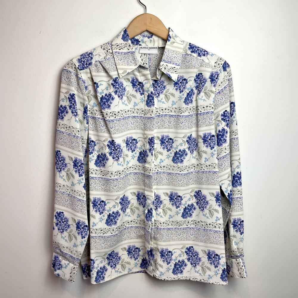 Vintage 80s 90s Button Up Blouse Sz 10 Floral Tailored Ladylike Feminine Cottage